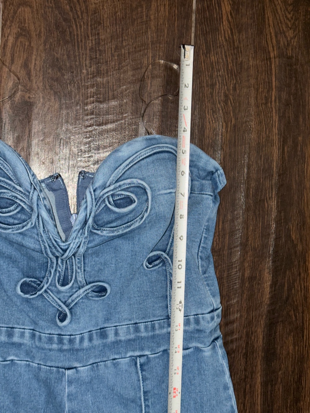 FASHION NOVA Feeling Twirly Denim Jumpsuit - Medium Wash sz L EUC - Picture 7 of 13